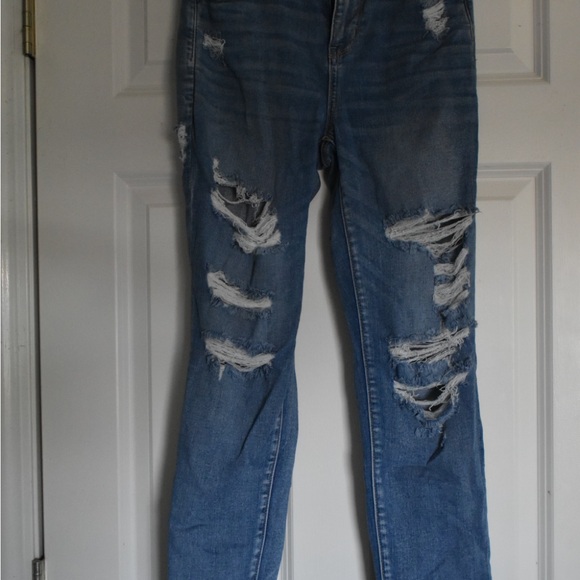 American Eagle Outfitters Ripped Blue Skinny Jeans - Picture 1 of 5